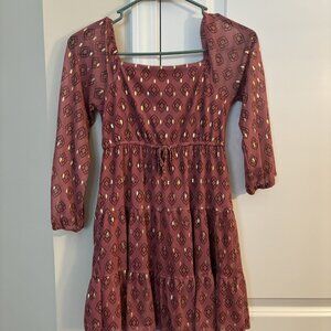Three Pink Hearts Dress;  Juniors size Medium; Rose with gold accent